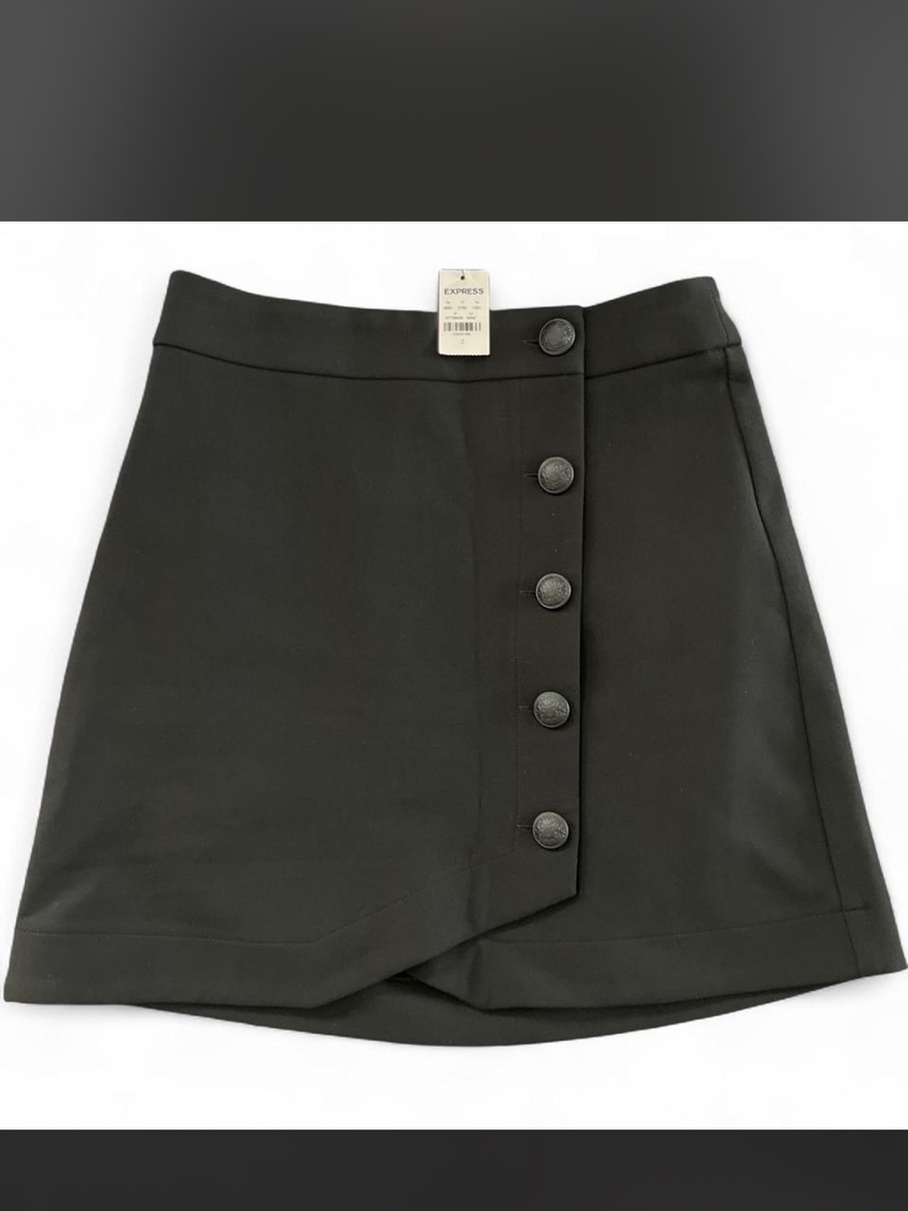 Express Women's Black Asymmetric Button Mini Skirt